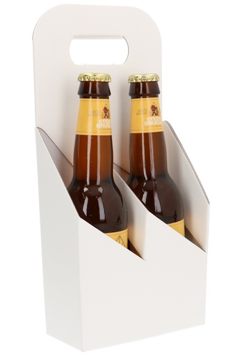[K1180122] Bierverpakking Draagdoos Brugge Wit Relief voor 2 flesjes 33cl 10stuks