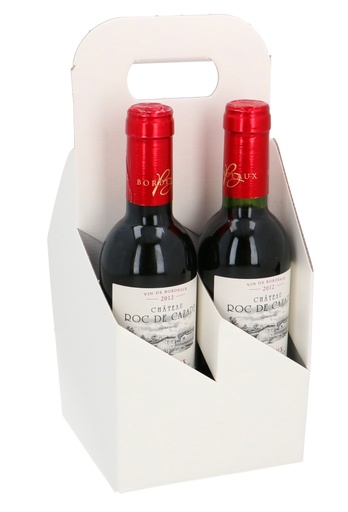 [K1180124-PICC] Wijnverpakking Draagdoos Piccolo Wit voor 4 flesjes 37.5cl 10stuks
