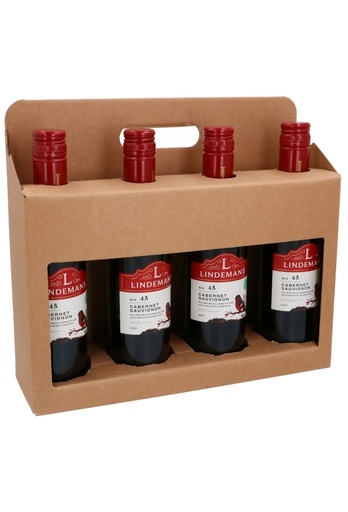 [K1180100-PIC] Wijnverpakking Draagdoos Piccolo Kraft Kalkar voor 4 flesjes 37cl 30st