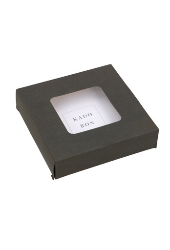 [K1020454] Kadobon + Schuifvensterdoosje Zwart Mat & Goud Mat 10x10x2.7cm 10stuks