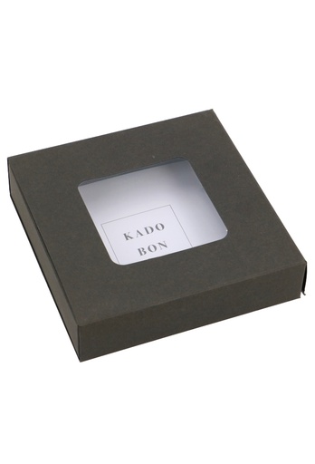 [K1020453] Kadobon + Schuifvensterdoosje Zwart Mat 10x10x2.7cm 10stuks