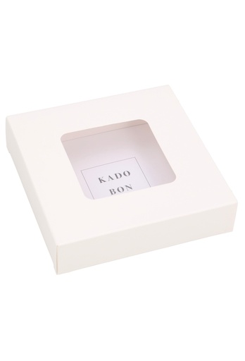 [K1020452] Kadobon + Schuifvensterdoosje Wit Mat 10x10x2.7cm 10stuks