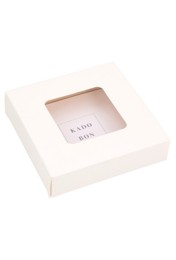 [K1020451] Kadobon + Schuifvensterdoosje Wit Mat & Goud Mat 10x10x2.7cm 10stuks