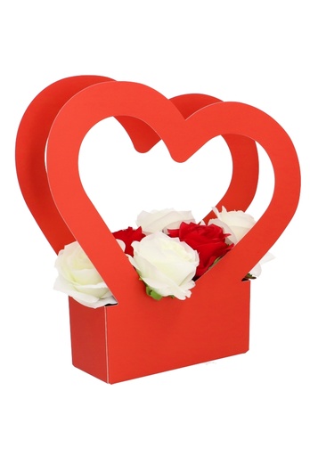 [K1272136-FLOWER] Korf met Hartvorm Flowerbox Rood Klein 18x7x8cm 10stuks
