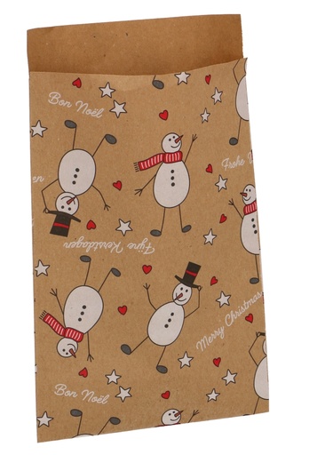 [K1230107] Kerstzakjes Kraft Snowmen 12x19cm 200stuks