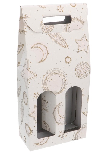 [K1171261] Luxe Wijndozen Vigo Wit Celestial Christmas 2fles 18x9x38.5cm 30stuks
