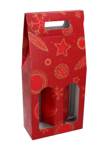 [K1171258] Luxe Wijndozen Vigo Rood Celestial Christmas 2fles 18x9x38.5cm 30stuks