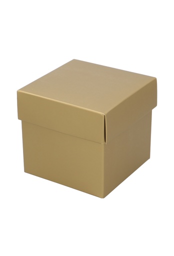 [K1360314-24ST] Kubus Kadodoosjes & Deksel Mat Goud KrabBon 9x9x8.5cm 375gr 24stuks