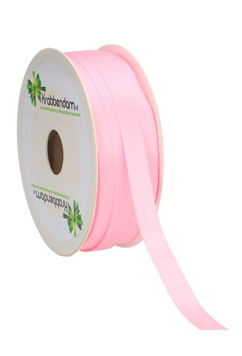 [K1300042] Satijn Dubbel Lint 12mm x 100 meter Baby Roze