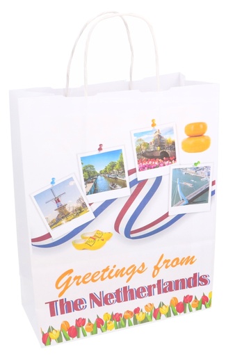 [1930005] Papieren Draagtas Greetings from The Netherlands A4 24x11x31cm 50stuks