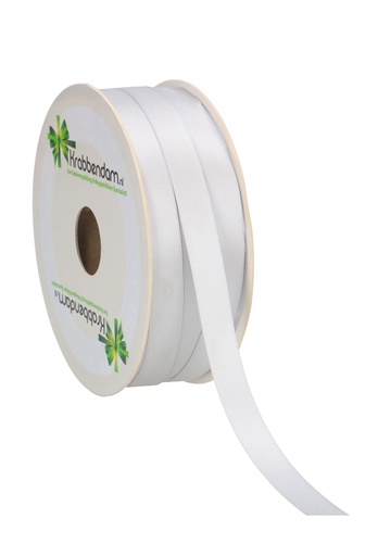 [K1300040] Satijn Dubbel Lint 12mm x 100 meter Zilver