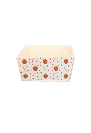 [183090] Houten Korf Bedrukt Aardbeien 17x17x7cm 25stuks