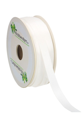 [K1300032] Satijn Dubbel Lint 12mm x 100 meter Wit