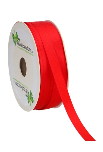 [K1300033] Satijn Dubbel Lint 12mm x 100 meter Rood