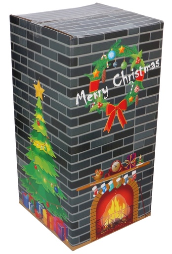 [8101343] Kerstpakketdozen Kerst Openhaard Glans 22x22x44cm 15stuks