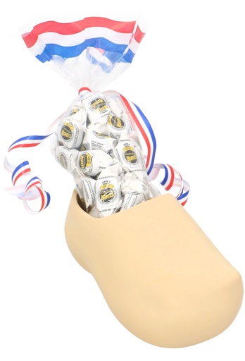 [K1220247] AKTIE Geschenk Klompje Naturel MET GRATIS PUNTZAK 19x8.5x10cm 2stuks