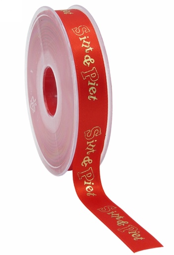 [K1391267] Luxe Satijnlint Sint Piet Rood 15mm x 25meter