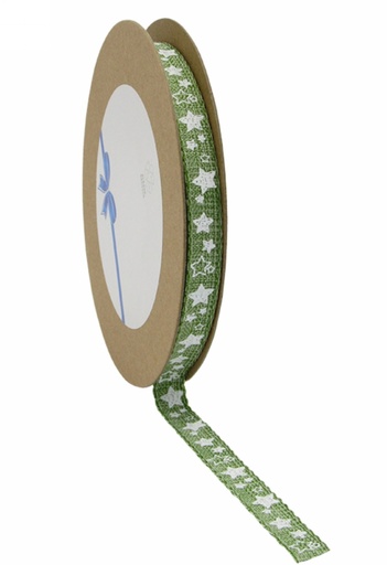 [K1391271] Kerstlint Jute Stars Groen 10mm x 15meter