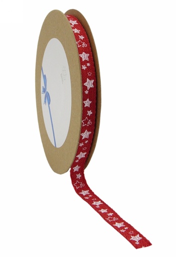[K1391273] Kerstlint Jute Stars Rood 10mm x 15meter