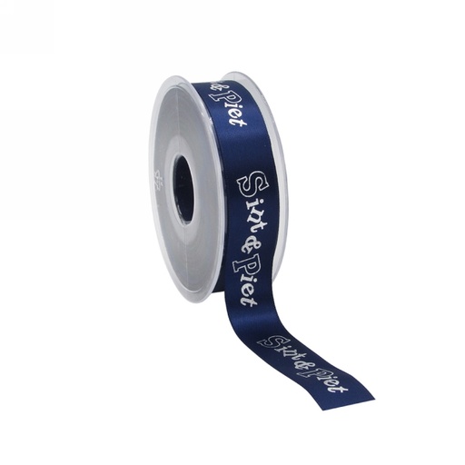 [K1391270] Luxe Satijnlint Sint & Piet Donker Blauw 23mm x 25meter