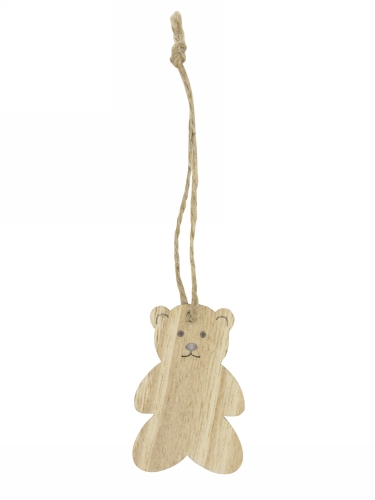 [K1340714] Houten Decoratie Hobby Beer Naturel Met koord 5x3.5cm 24stuks