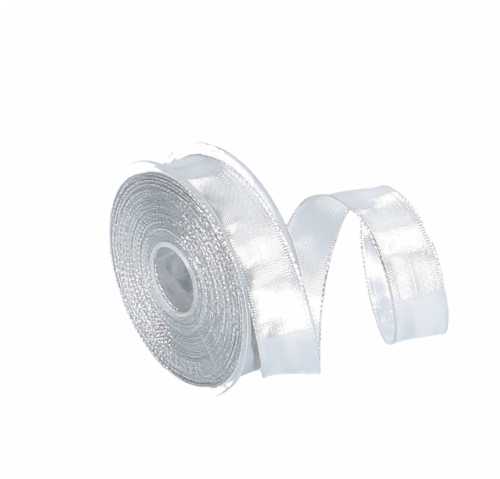 [K1390011] Luxe Kadolint Metallic Zilver Met IJzerdraad 25mm x 20 meter