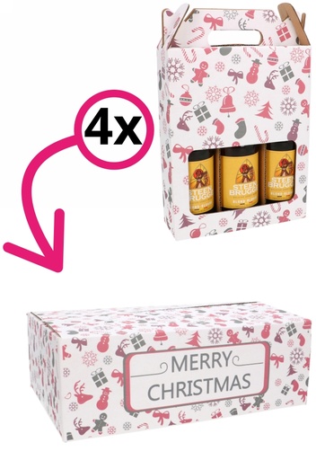 [1910159-INLAY] Kerstpakketdozen Merry Christmas Wit 39x29x13cm 15stuks