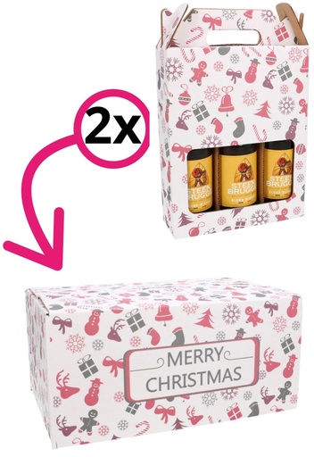 [1910160-INLAY] Kerstpakketdozen Merry Christmas Wit 31x20x14cm 30stuks