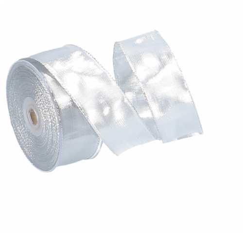 [K1390014] Luxe Kadolint Metallic Zilver Met IJzerdraad 40mm x 20 meter