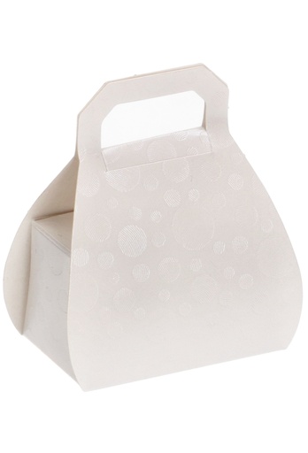 [K1272149] Kadodoosjes Borsa Tasje & Hengsel 2 bonbons Wit Stip 5.8x3.5x8cm 10st