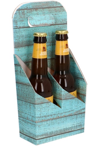 [1950007] Bierverpakking Draagdoos Brugge Hout Blauw voor 2 flesjes 33cl 10stuks