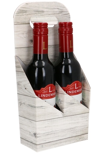 [1950013] Wijnverpakking Draagdoos Piccolo Hout Naturel 2 flesjes 37.5cl 10stuks