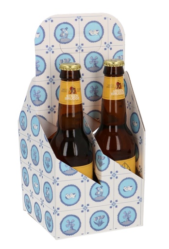 [1950031] Bierverpakking Draagdoos Brugge Delfts Blauw 4 Flesjes 33cl 10stuks