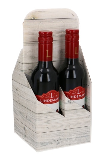 [1950034] Wijnverpakking Draagdoos Piccolo Hout Naturel 4 Flesjes 37.5cl 10stuks