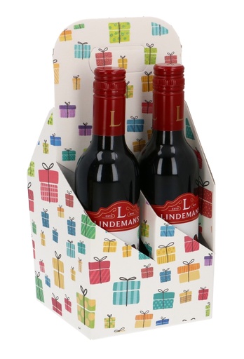 [1950035] Wijnverpakking Draagdoos Piccolo Kadootje 4 Flesjes 37.5cl 10stuks