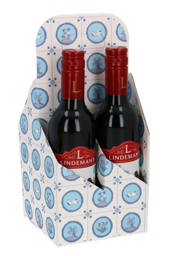 [1950040] Wijnverpakking Draagdoos Piccolo Delfts Blauw 4 Flesjes 37.5cl 10stuks