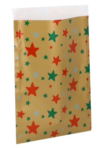 [K1230208] Kerstzakjes Stars Gold 23x31.5cm 250stuks