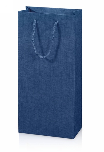 [1170566] Wijntasje Linnentextuur Blauw 2 Fles 17x8.5x36cm 20stuks