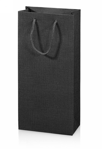 [1170564] Wijntasje Linnentextuur Zwart 2 Fles 17x8.5x36cm 20stuks