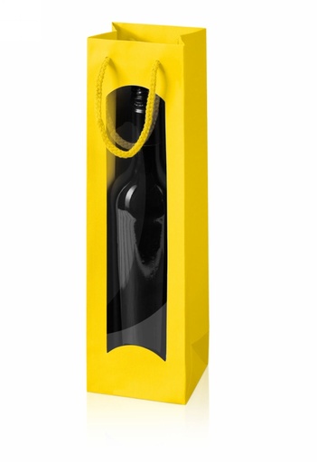 [1170996] Wijntasje Venster Linnentextuur Geel 1 fles 10x8.5x36cm 20stuks