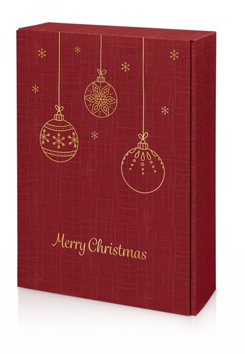 [1170986] Wijndoos Bordeaux Merry Christmas Goud 3 Fles 36x25x9cm 25stuks
