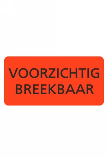 [K1020455] Zelfklevende Etiketten Breekbaar Fluor Rood Zwart 98x48mm 500stuks