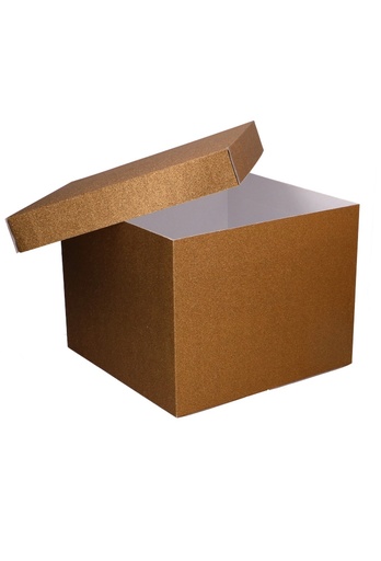 [K1330362] Decoratie Luxe Kerstdoos Glitter Goud 38x38x30cm 1 stuks