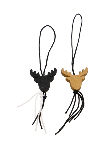 [K1340783] Gelukspoppetjes Hert Goud & Zwart 2.5cm Hout Aan Koordje 100st