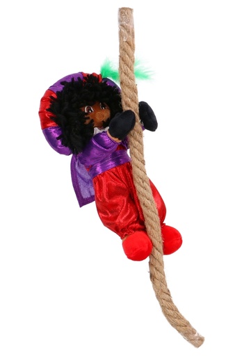 [K1220258] Decoratiepop Klim Glimmend Piet Aan Touw 25cm