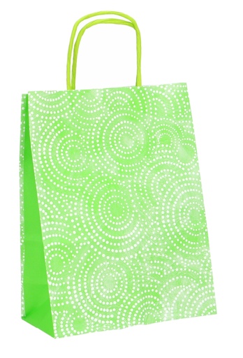 [K1110735] Papieren Draagtas Met Handvat Circle Groen 16x8x21cm 25stuks