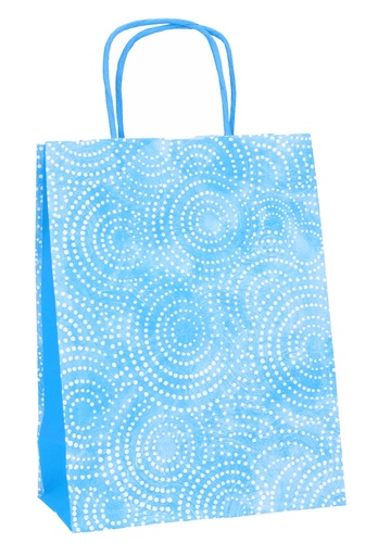 [K1110834] Papieren Draagtas Met Handvat Circle Blauw 16x8x21cm 25stuks