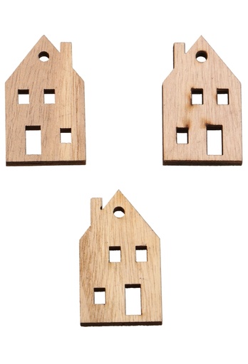 [K1340830] Houten Decoratie Huisjes 3x5cm 100stuks