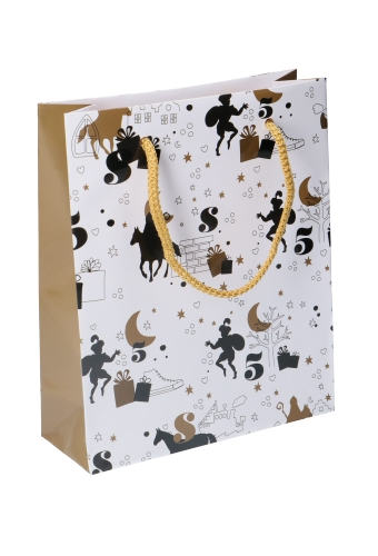 [K1220049] Luxe Sinttasjes Sint Op De Hoge Daken 19x7x23cm Glossy 170gr 10stuks