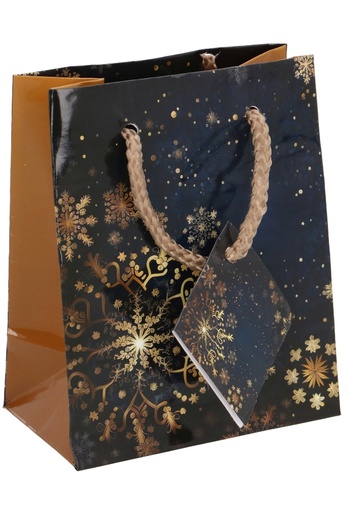 [K1330133] Kersttasjes Klein Snow Flakes Blue 11x6.5x14.5cm 12stuks